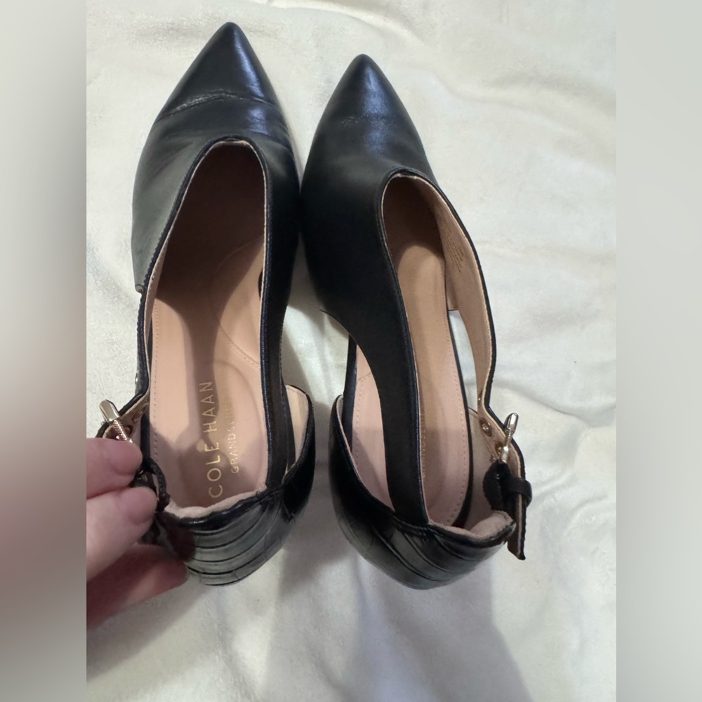 Cole Haan VIERA POINTED TOE PUMP IN BLACK PRINCESS/ FIRENZE CROC Size 10B Leathe - Picture 10 of 12